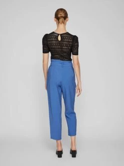 Vila Bandplooibroeken Regular Bandplooibroek Dames Blauw -Vila 023e72edabbdf6464f542b693e400cca