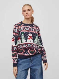 Vila Fijngebreide Truien Trui Anna Dames Nachtblauw -Vila 02a8a653fd40cfafdd52a782a8775016