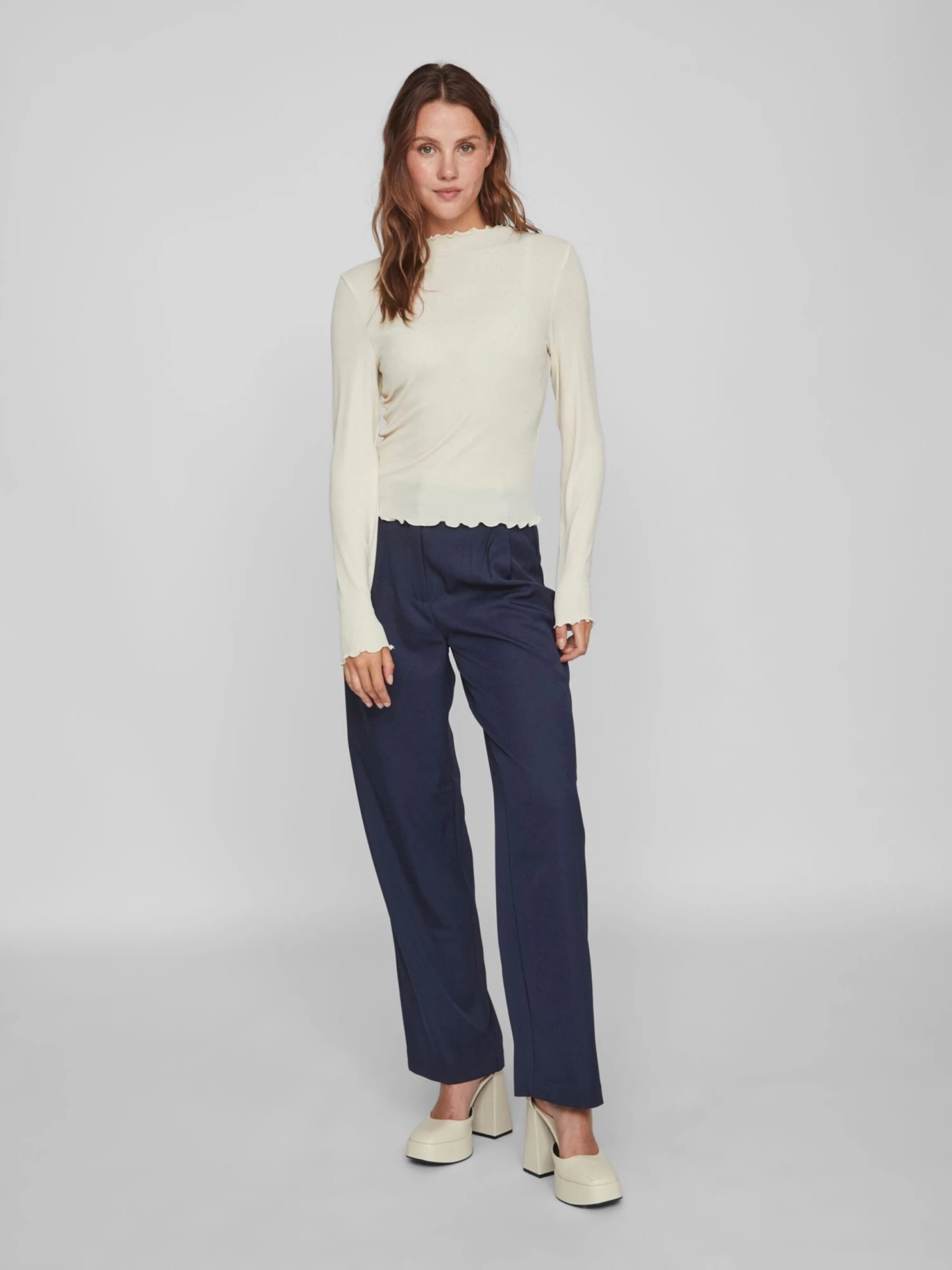 Vila Longsleeves Shirt Dames Beige 7 Vila Longsleeves Shirt Dames Beige - Afbeelding 5