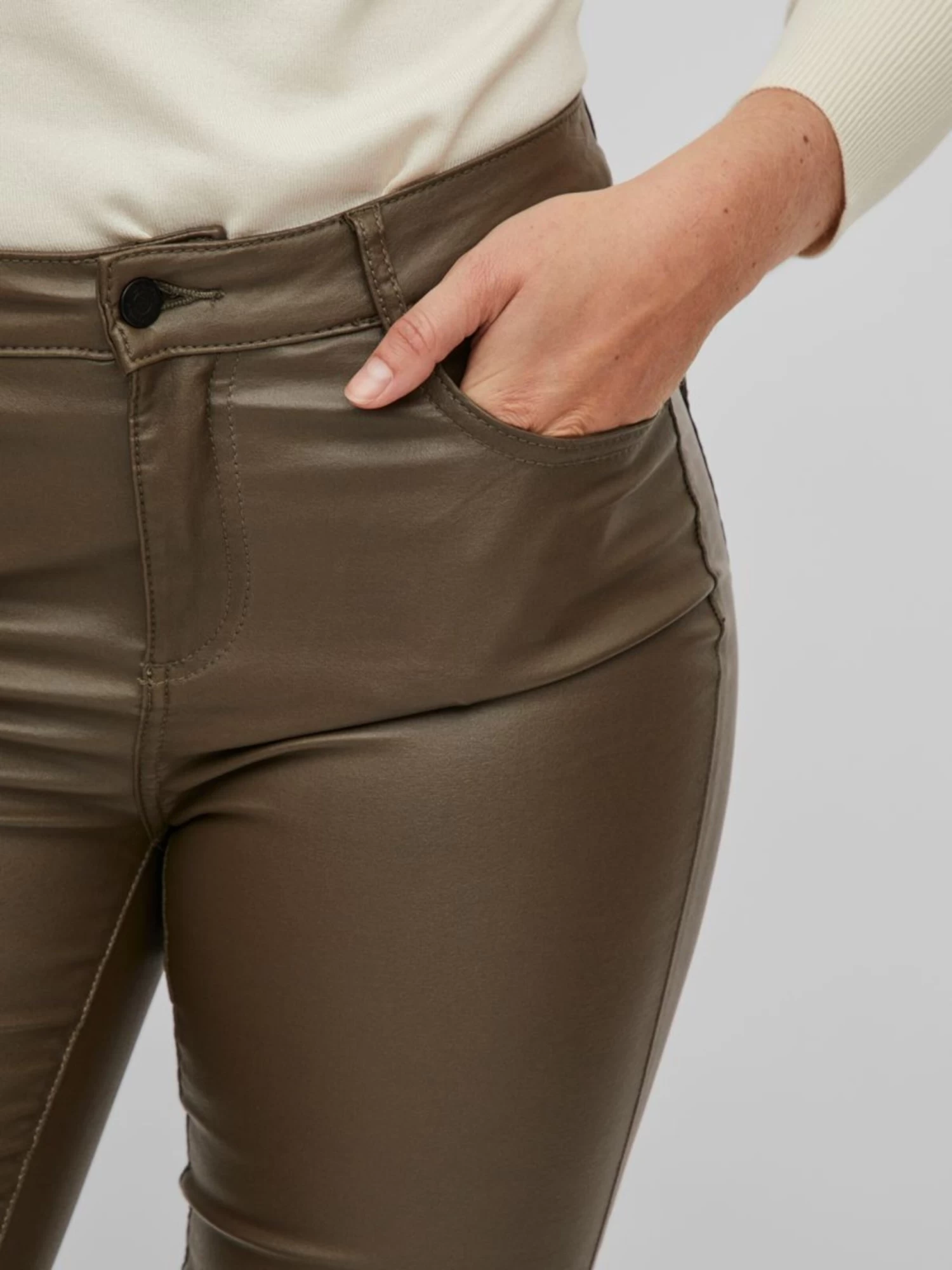 Vila Jeans Skinny Jeans Dames Kaki 8 Vila Jeans Skinny Jeans Dames Kaki - Afbeelding 6