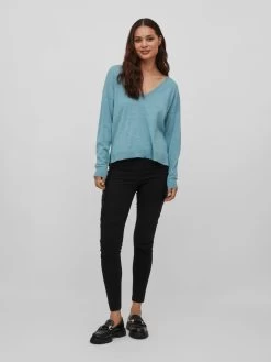 Vila Fijngebreide Truien Trui Dames Blauw -Vila 05a443c2e81a4c70fe6411ff32119742