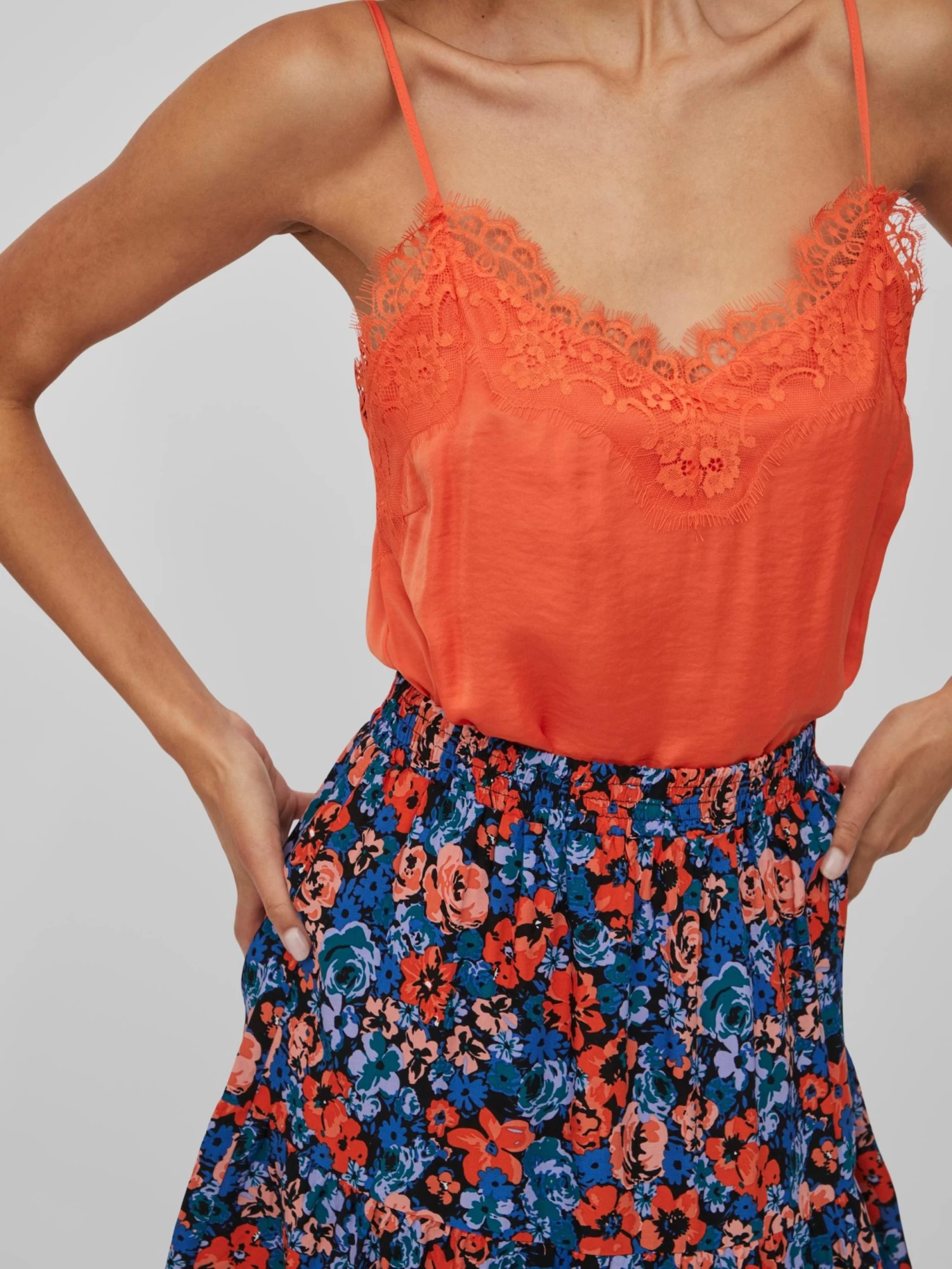 Vila Kanten Tops Top CAVA Dames Oranje 8 Vila Kanten Tops Top CAVA Dames Oranje - Afbeelding 6