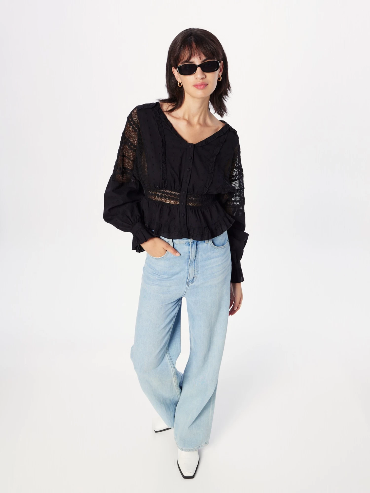 Kanten Blouses Blouse NIKA Dames Zwart 7 Kanten Blouses Blouse NIKA Dames Zwart - Afbeelding 5