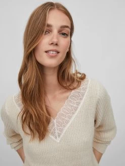 Vila Fijngebreide Truien Trui Glacy Dames Taupe -Vila 0c283649d39f3e409b635ef61b7375e6