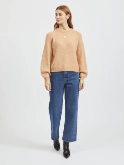 Vila Fijngebreide Truien Trui Jamina Dames Lichtbruin -Vila 1103eef6efcfcb8dff3b1fc0949f5d76