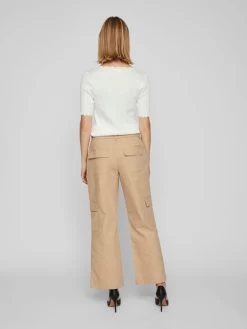 Vila Jeans Wide Leg Cargojeans Dames Beige -Vila 11ee6df5dd553792ba5f64432190a18b