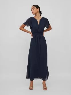 Vila Maxi Jurken Jurk Milina Dames Navy -Vila 1425c0457f04998cacefe0741a790a90