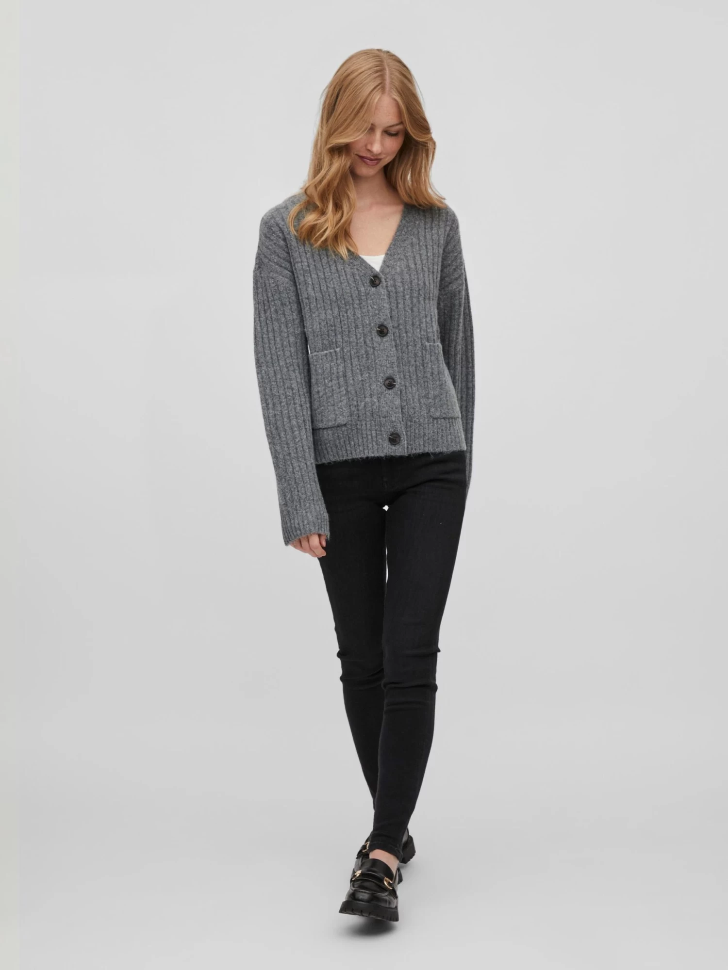 Vila Vesten Gebreid Vest Irina Dames Grijs Gemêleerd 7 Vila Vesten Gebreid Vest Irina Dames Grijs Gemêleerd - Afbeelding 5