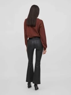 Vila Leren Broeken Flared Broek Flair Dames Zwart -Vila 157ebee91cf63ae538bbafc48f1b318a