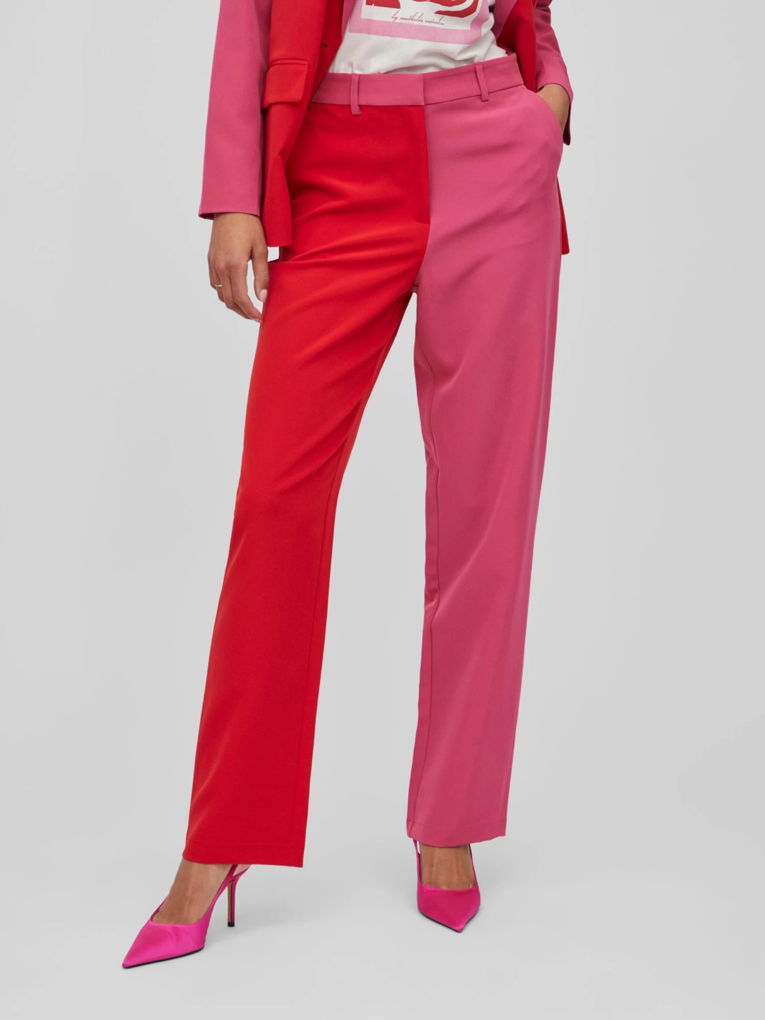 Vila Pantalons Loosefit Broek Coast Dames Pink / Rood 5 Vila Pantalons Loosefit Broek Coast Dames Pink / Rood - Afbeelding 3