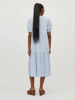 Vila Midi Jurken Jurk Tylla Dames Lichtblauw -Vila 16da887e83453269ab1f82fbda3d3f5e