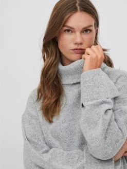 Vila Coltruien Trui Dames Grijs Gemêleerd -Vila 17996ca2a2220d56d8b8ced20d40f6ff