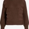 Vila Fijngebreide Truien Trui Dames Bruin