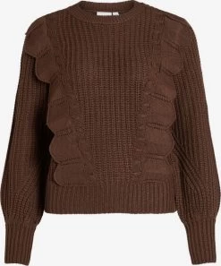 Vila Fijngebreide Truien Trui Dames Bruin
