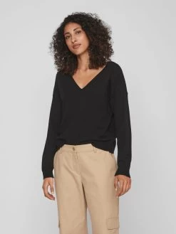 Vila Basic Truien Trui Dames Zwart -Vila 1a78bfbb93bcc36c839a8e0b3bb88597