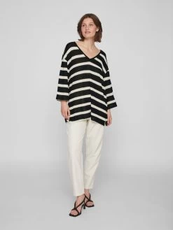 Vila Shirts Met 3/4 Mouw Shirt Dames Beige / Zwart -Vila 1acfb033afec2182f9dd742aceef20d6