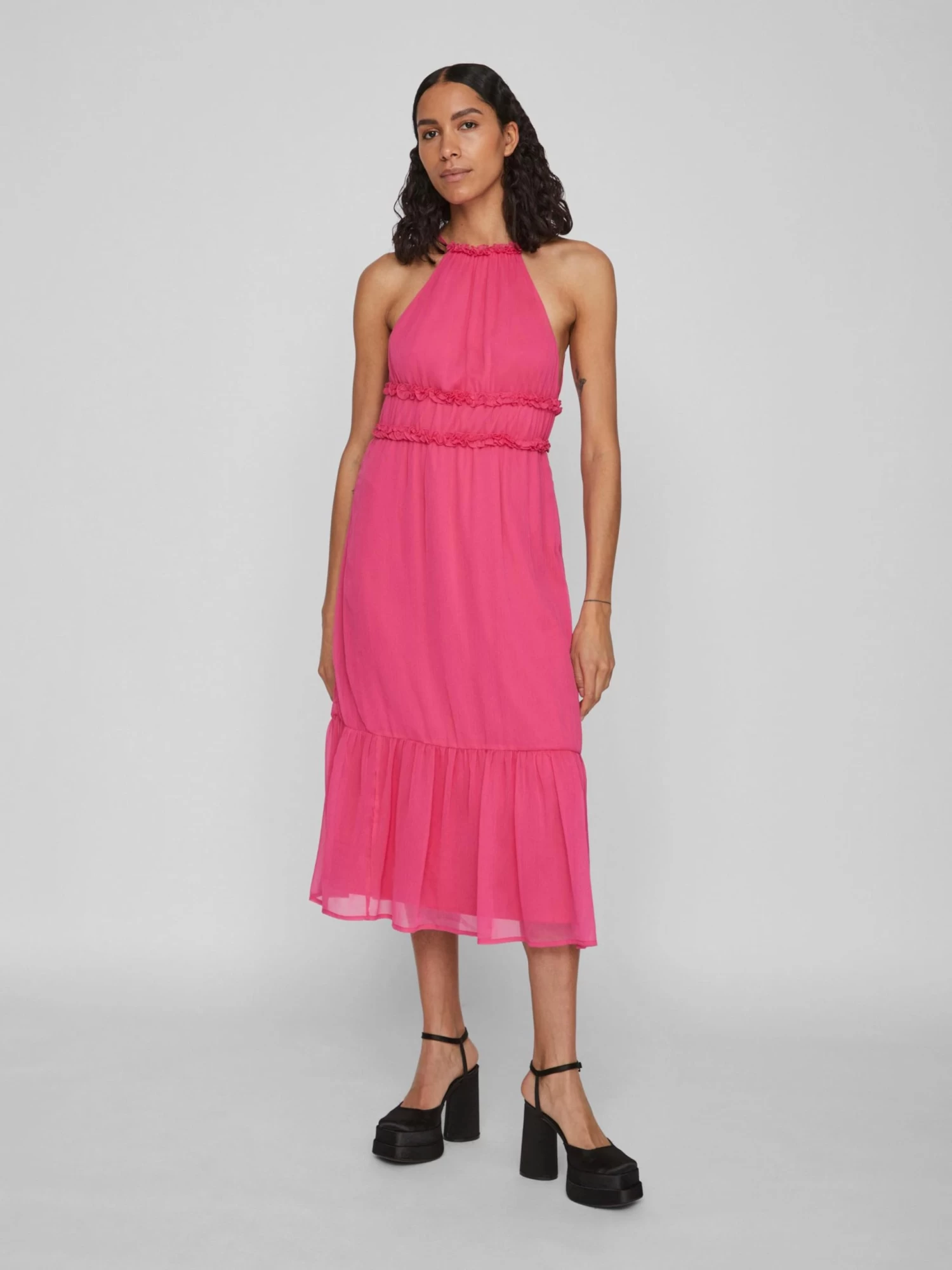 Vila Zomerjurken Zomerjurk Kathie Dames Magenta 6 Vila Zomerjurken Zomerjurk Kathie Dames Magenta - Afbeelding 4