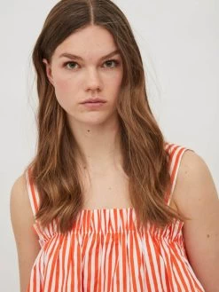 Vila Mouwloze Shirts Top FIKA Dames Mandarijn / Wit -Vila 1c036d2f0ea57979346154fe359c5662