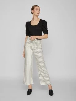 Vila Wide Leg Wide Leg Jeans Dames Beige -Vila 2229b9e575770af67efa14eb937b3cc4