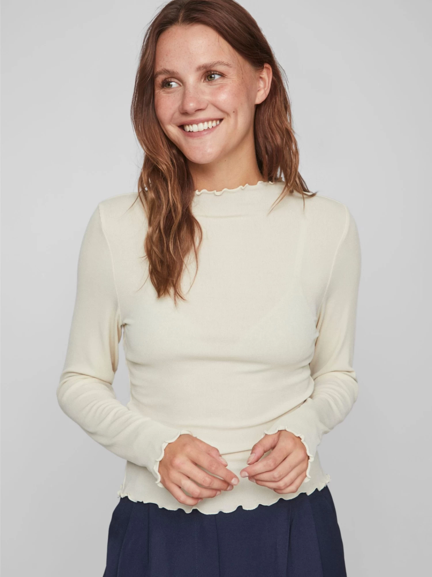 Vila Longsleeves Shirt Dames Beige 8 Vila Longsleeves Shirt Dames Beige - Afbeelding 6