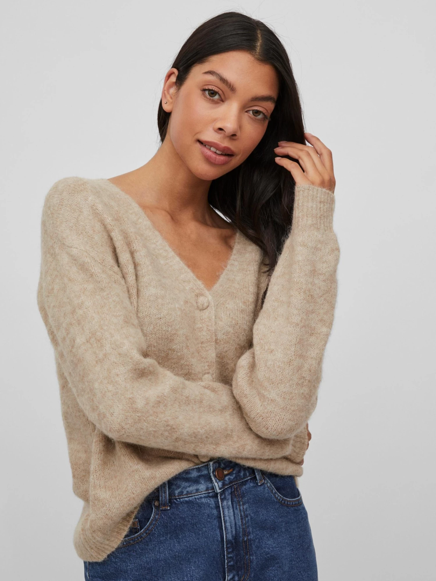 Vila Vesten Gebreid Vest JAMINA Dames Beige Gemêleerd 6 Vila Vesten Gebreid Vest JAMINA Dames Beige Gemêleerd - Afbeelding 4