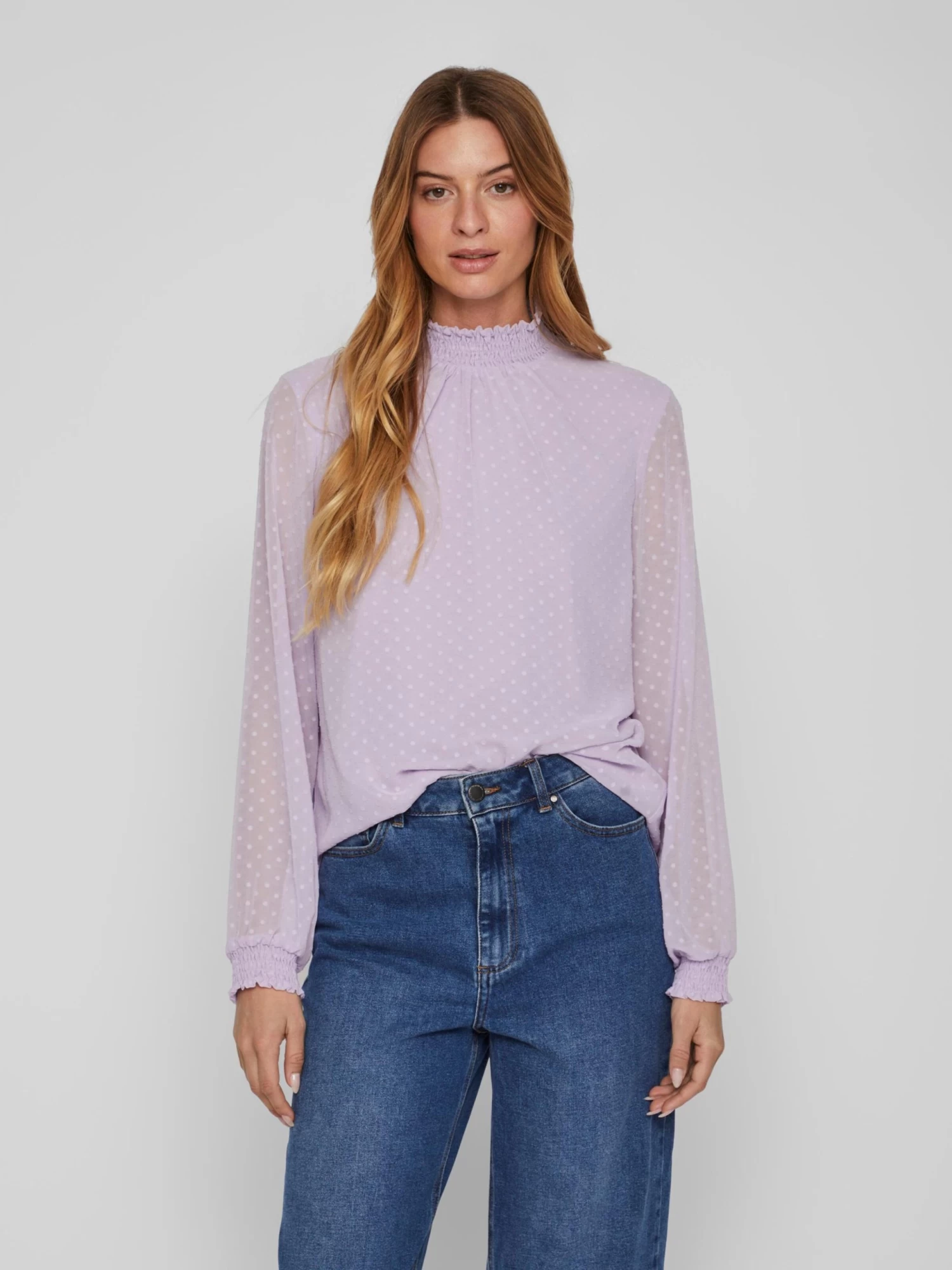 Vila Blouseshirts Blouse DOBBY Dames Pastellila 5 Vila Blouseshirts Blouse DOBBY Dames Pastellila - Afbeelding 3