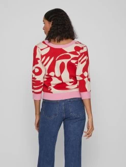 Vila Vesten Gebreid Vest Lamee Dames Vuurrood -Vila 25fd90c50f1b11d62d7cc188ef5309cf