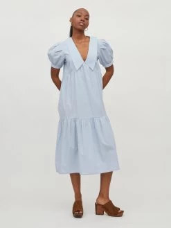 Vila Midi Jurken Jurk Tylla Dames Lichtblauw -Vila 271ceef227d3cf3d27f01155f945282d