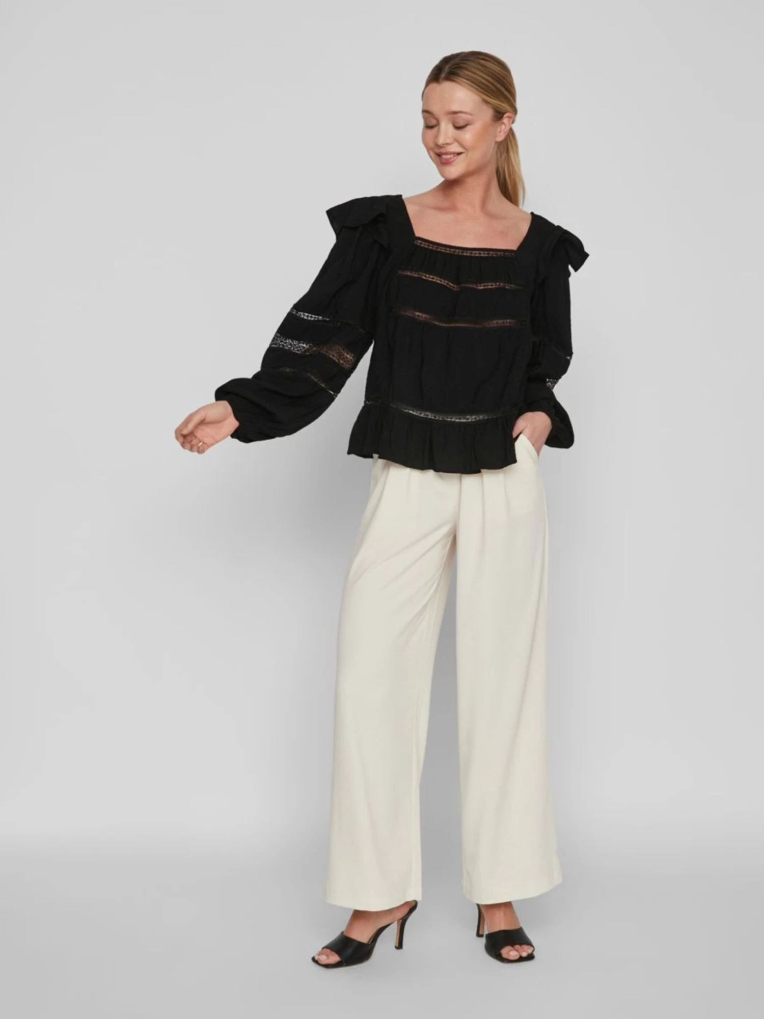 Vila Kanten Blouses Blouse Dames Zwart 7 Vila Kanten Blouses Blouse Dames Zwart - Afbeelding 5