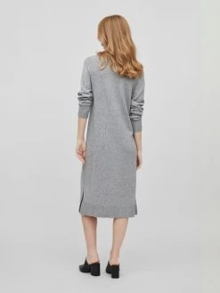 Vila Gebreide Jurken Gebreide Jurk Dames Grijs -Vila 29df4071a64b85f9035eb2d69d2c40e5