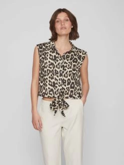 Vila Blouse Tops Blouse Dames Beige / Zwart -Vila 29e66591a83abc3156b05123cb4ae394