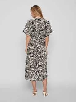 Vila Maxi Jurken Jurk Dames Beige / Zwart -Vila 2a8103f02f301a7c408bbd89167bd8cd