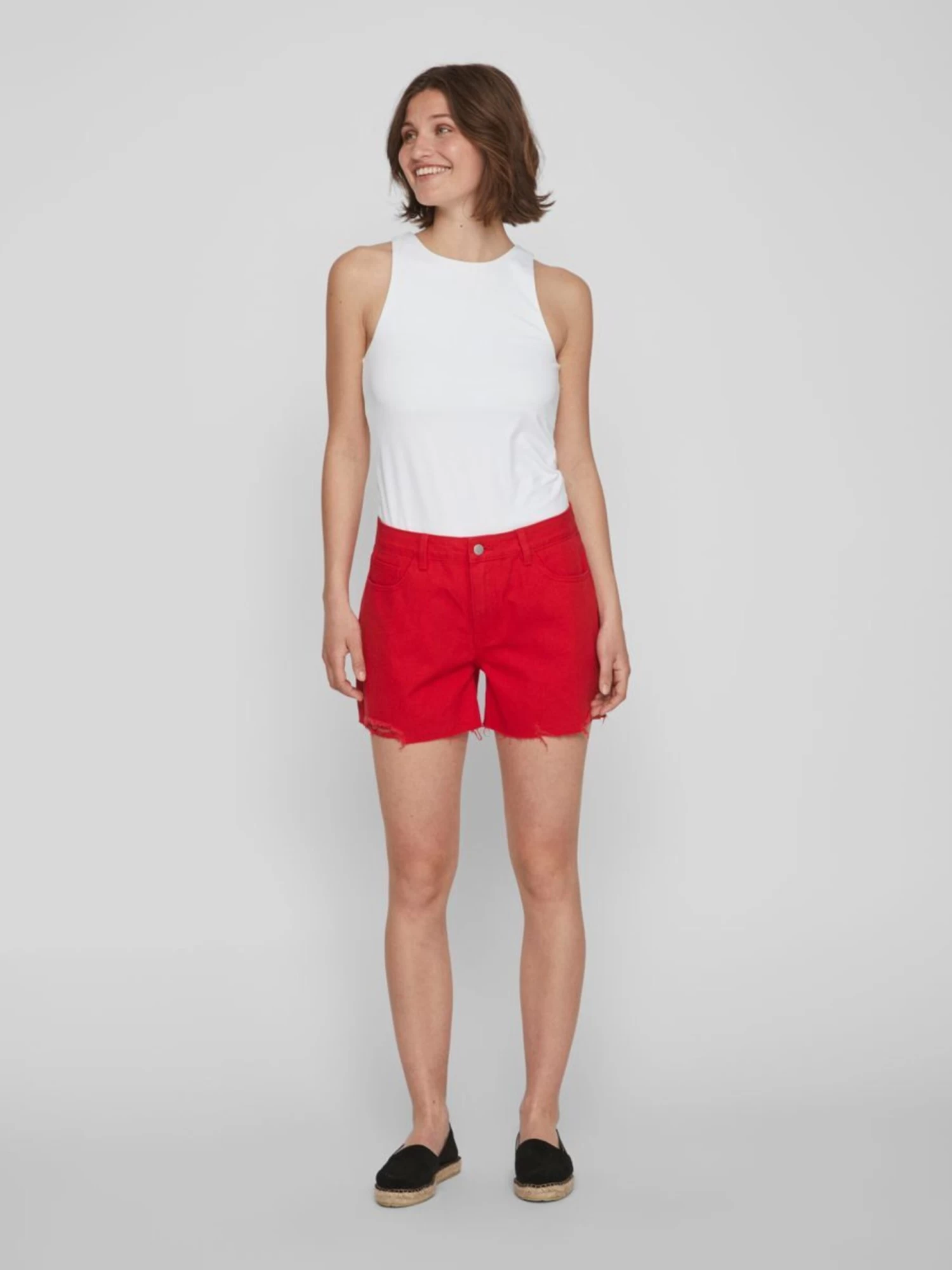 Vila Denim Shorts Regular Jeans Dames Vuurrood 6 Vila Denim Shorts Regular Jeans Dames Vuurrood - Afbeelding 5