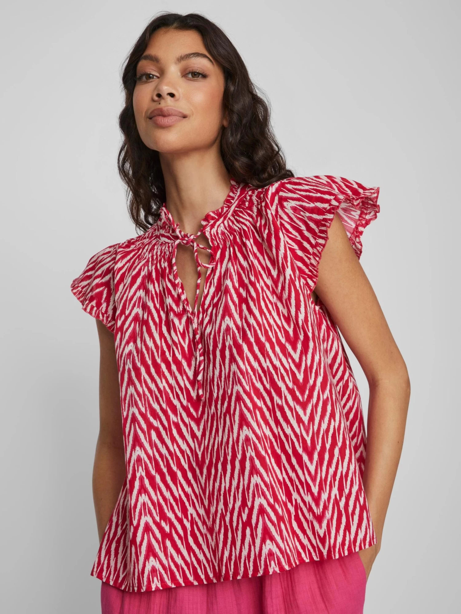 Vila Blouses Met Korte Mouw Blouse Leda Kira Dames Cranberry 8 Vila Blouses Met Korte Mouw Blouse Leda Kira Dames Cranberry - Afbeelding 6