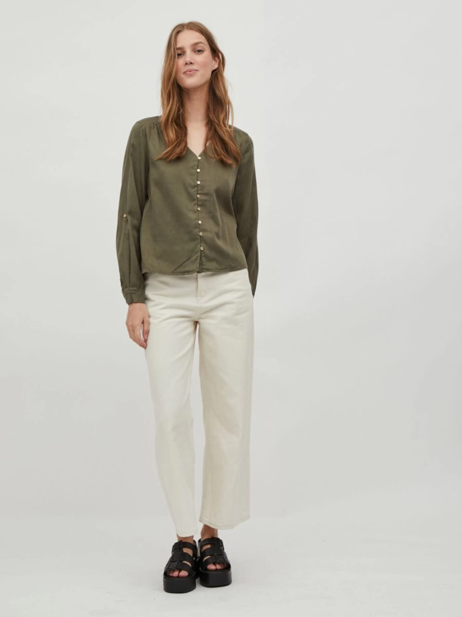 Longsleeves Shirt Dames Kaki 7 Longsleeves Shirt Dames Kaki - Afbeelding 5