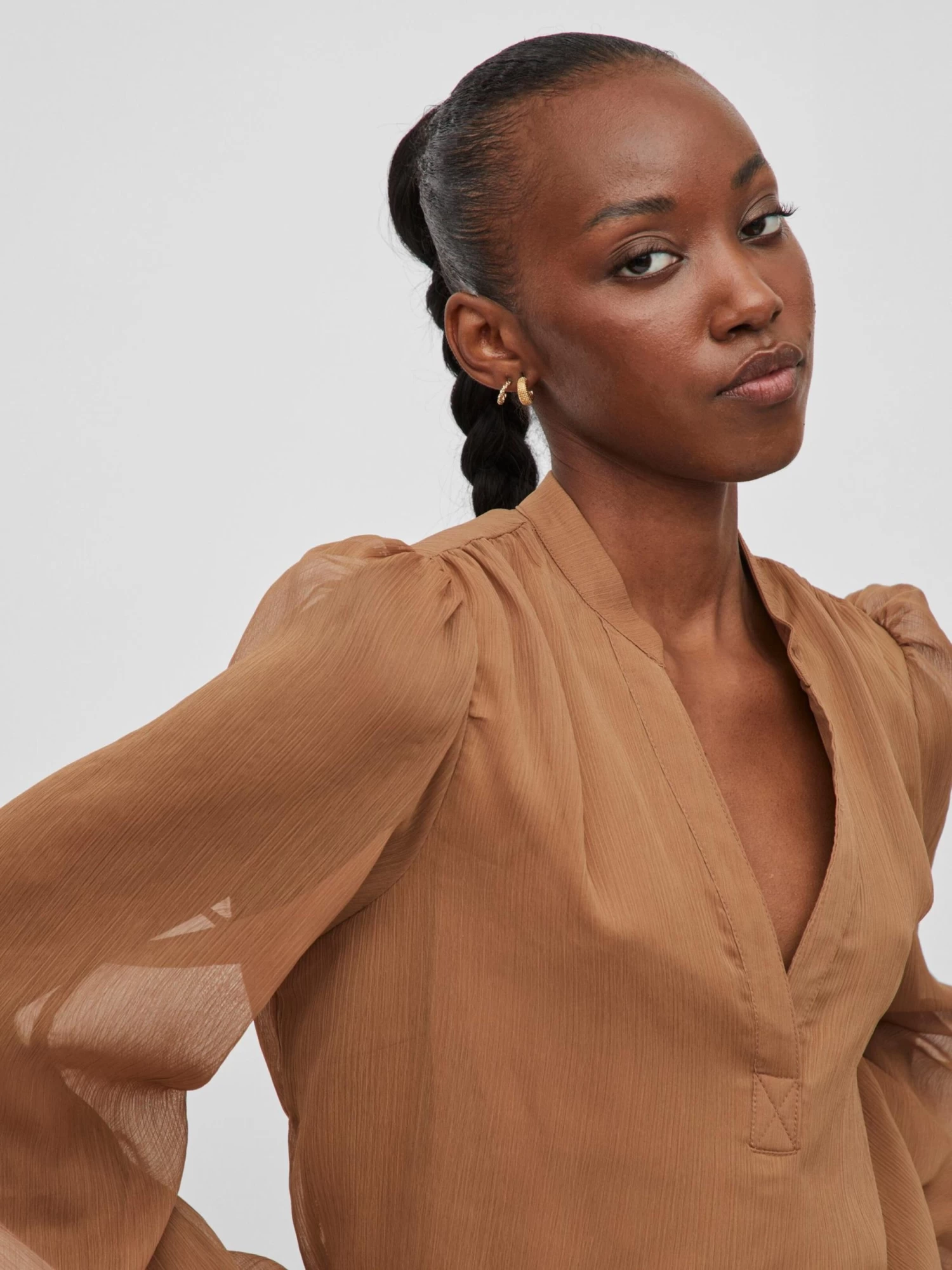 Vila Blouseshirts Blouse Maddie Dames Karamel 8 Vila Blouseshirts Blouse Maddie Dames Karamel - Afbeelding 6