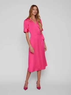 Vila Midi Jurken Jurk Naria Dames Magenta -Vila 2e13048eac4715f95a550109dfb55cac