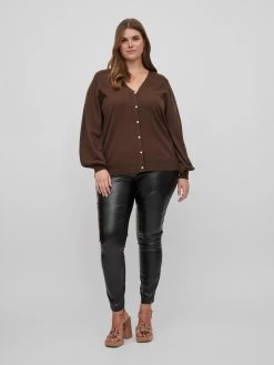 Vesten Gebreid Vest Dames Mokka -Vila 2eea59fb2fd9a666377c464dd2ba20e7