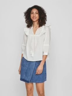 Vila Blouses Met Korte Mouw Blouse THEA Dames Offwhite -Vila 2f8d0576ee9ec162cd132754d70b6488