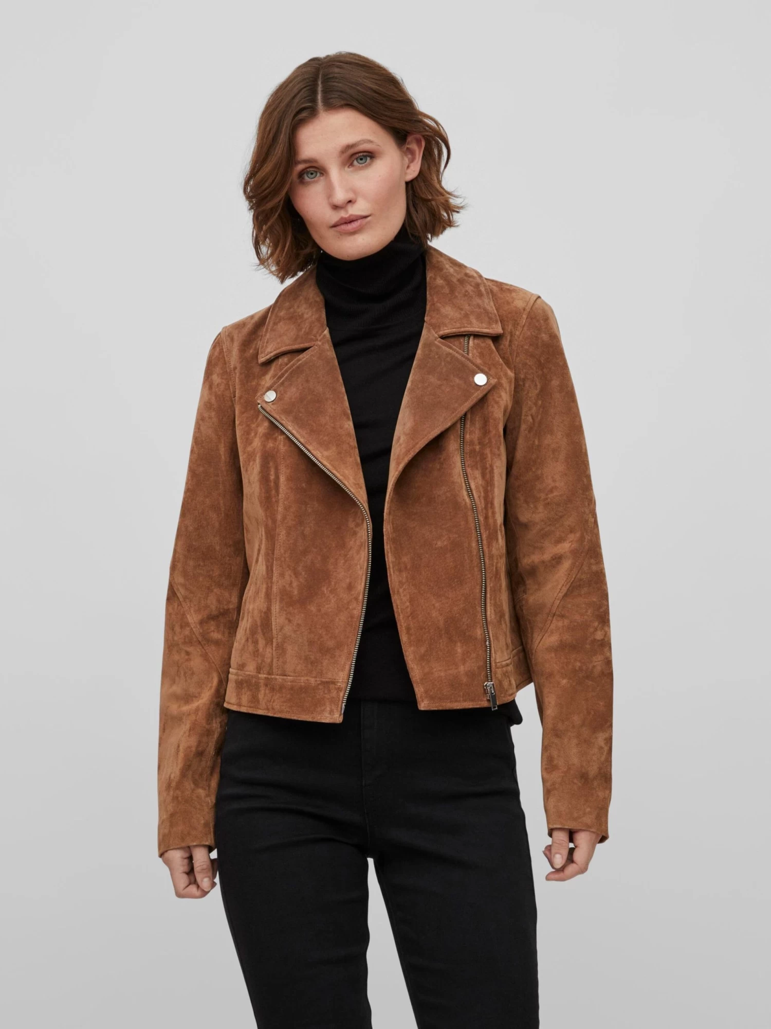 Vila Leren Jassen Tussenjas SUKKI Dames Bruin 5 Vila Leren Jassen Tussenjas SUKKI Dames Bruin - Afbeelding 3