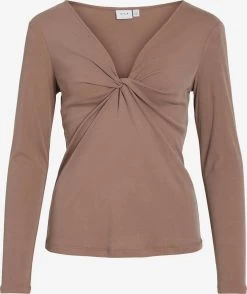 Vila Longsleeves Shirt Dames Lichtbruin
