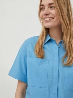 Vila Lange Blouses Blouse Dames Blauw -Vila 3513afbd1961dd75059d4459a29c9887