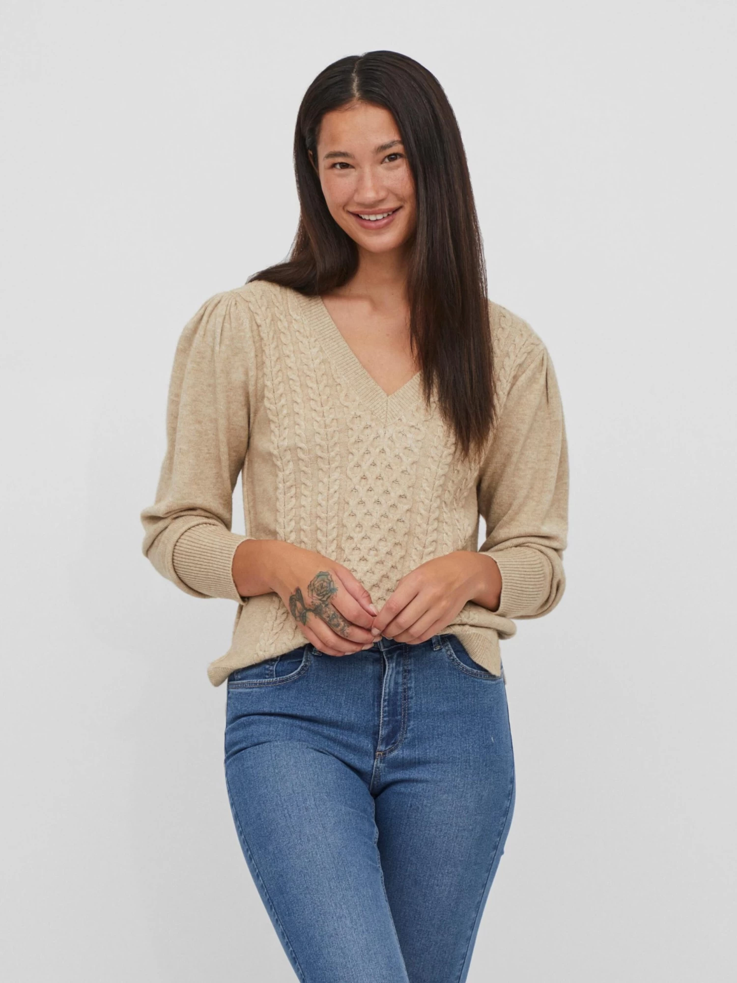 Vila Fijngebreide Truien Trui Ril Dames Beige 5 Vila Fijngebreide Truien Trui Ril Dames Beige - Afbeelding 3