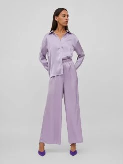 Vila Pantalons Wide Leg Broek CLAIR Dames Lichtlila -Vila 380febcc46f8f26ab2f68bf84d6d1f33