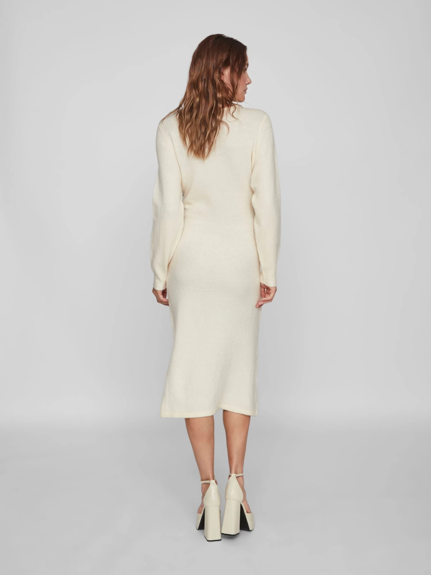 Vila Gebreide Jurken Gebreide Jurk Dames Beige 6 Vila Gebreide Jurken Gebreide Jurk Dames Beige - Afbeelding 4