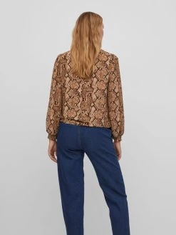 Vila Blouseshirts Blouse Dames Bruin Gemêleerd -Vila 3846602eeae4e41f4a7a5cbfbd417536