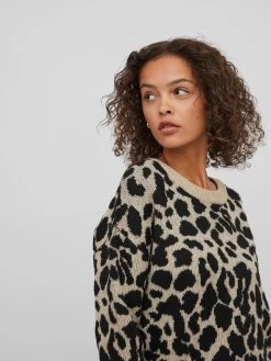 Vila Fijngebreide Truien Trui Ril Dames Beige Gemêleerd -Vila 386adbae2ff16ffc5967c74abb1749bb