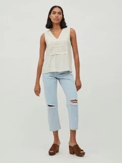 Vila Mouwloze Shirts Top Dames Ecru -Vila 3a76fb8ac0126957a9be2513f827003c