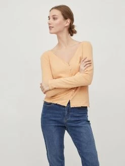 Vila Vesten Gebreid Vest Dames Abrikoos -Vila 3d55cced3de86f48f9c68f7268626763