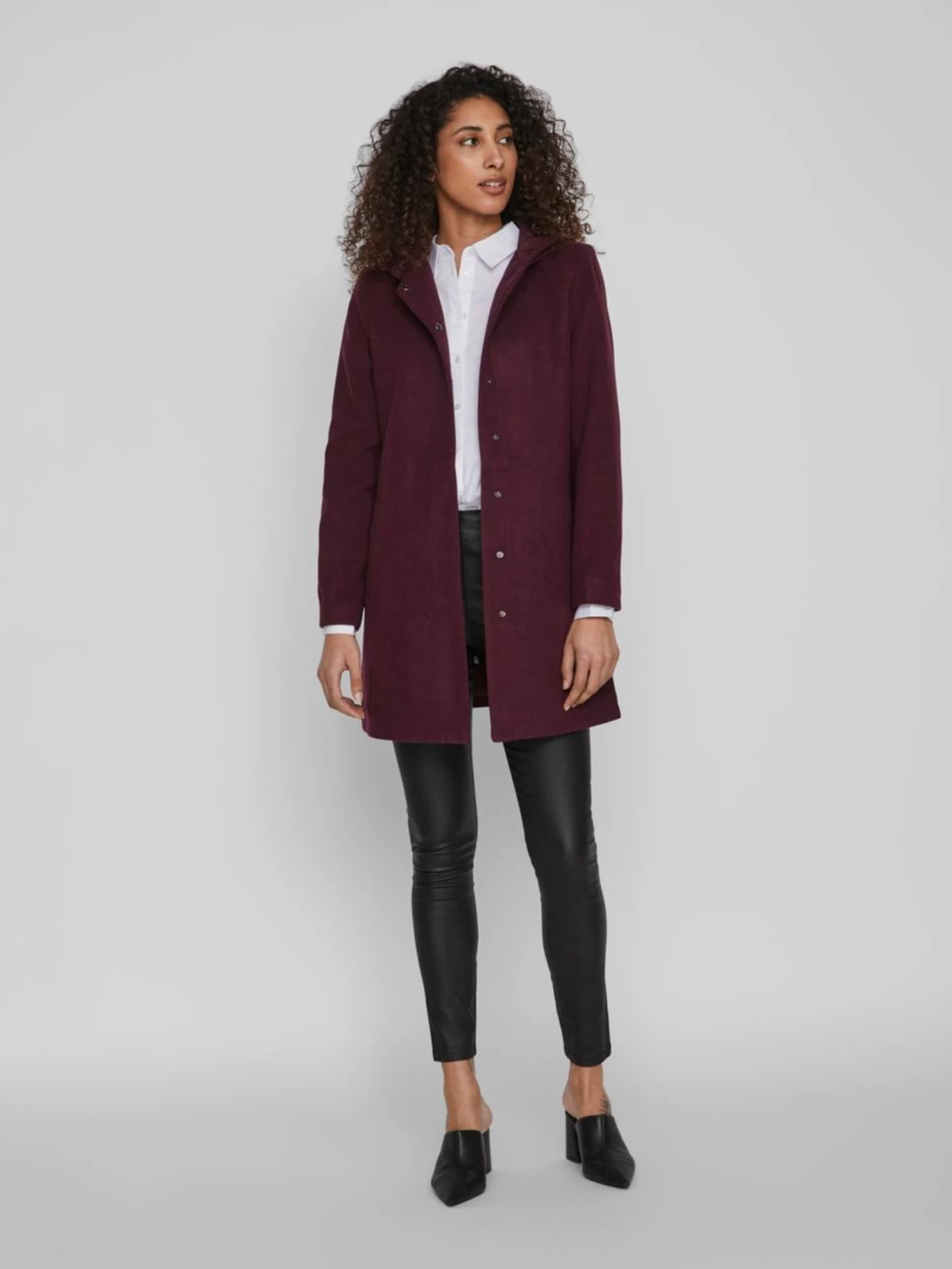 Vila Korte Mantels Tussenmantel Dames Bordeaux 5 Vila Korte Mantels Tussenmantel Dames Bordeaux - Afbeelding 3
